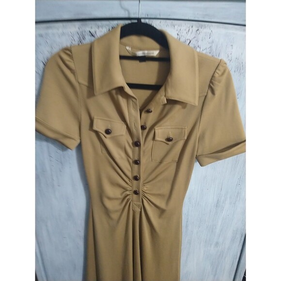 Diane Von Furstenberg 100% Wool Collared Knee Length Dress 4 Neutral Officey - Picture 4 of 9